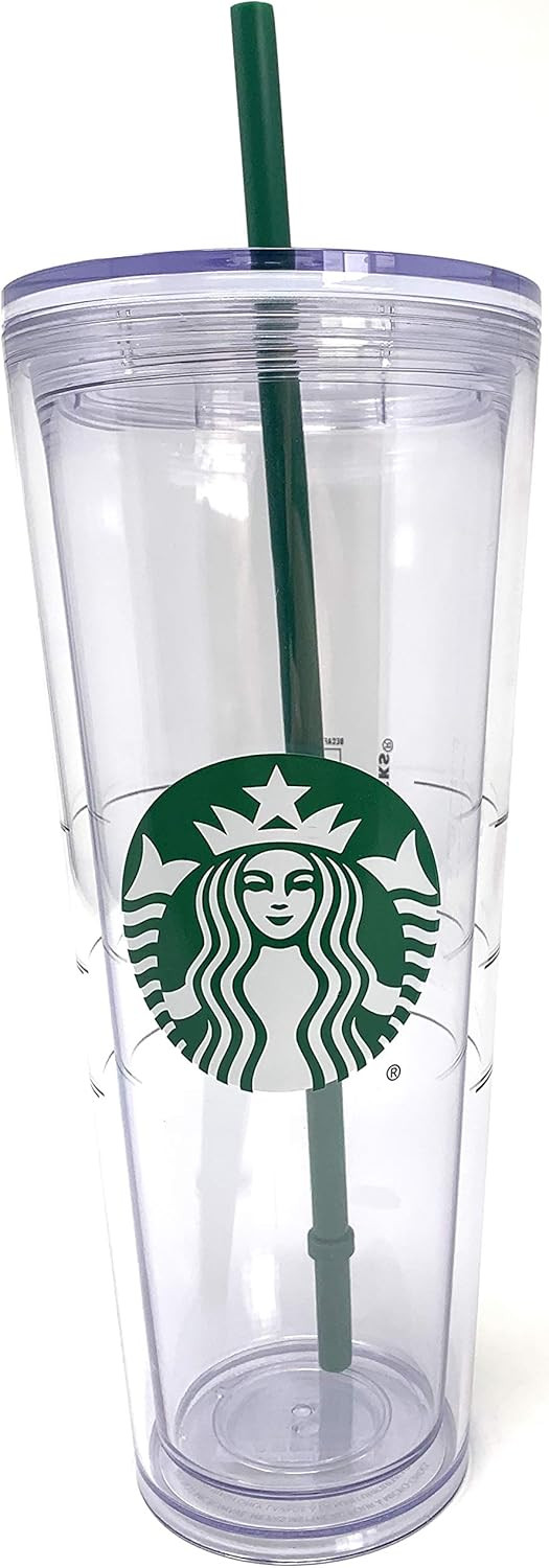 Starbucks Cold Cup Clear Venti Tumbler Traveler With Green Straw Logo - 24 oz | Amazon (US)