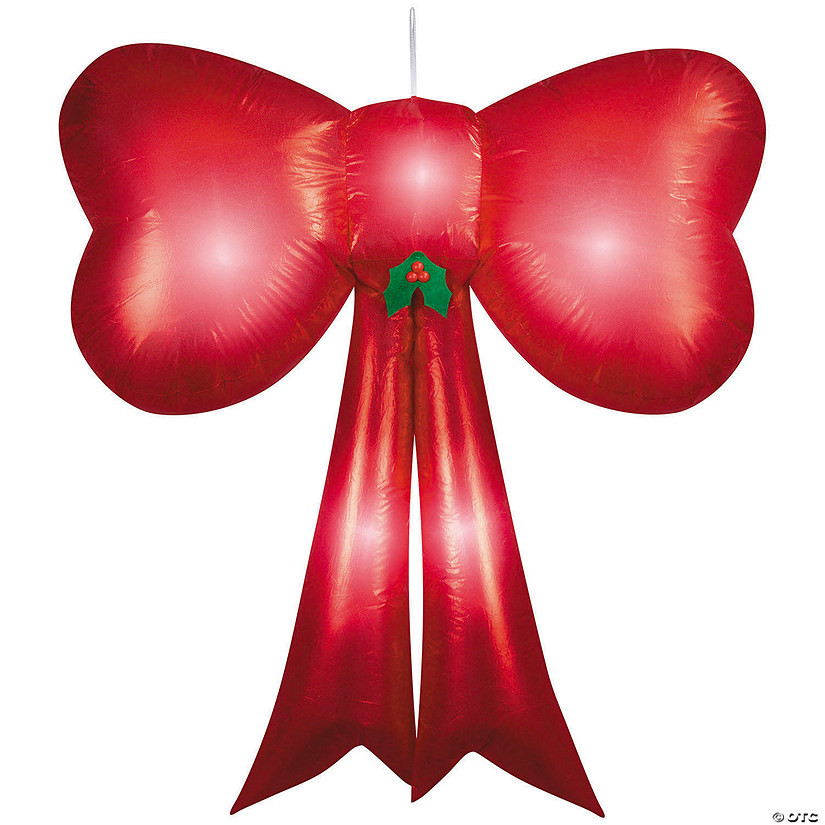 54" Airblown® Inflatable Hanging Red Sequin Christmas Bow Outdoor Decoration | Oriental Trading Company