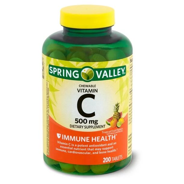 Spring Valley Chewable Vitamin C Tropical Fruit Flavors Dietary Supplement, 500 mg, 200 count - W... | Walmart (US)