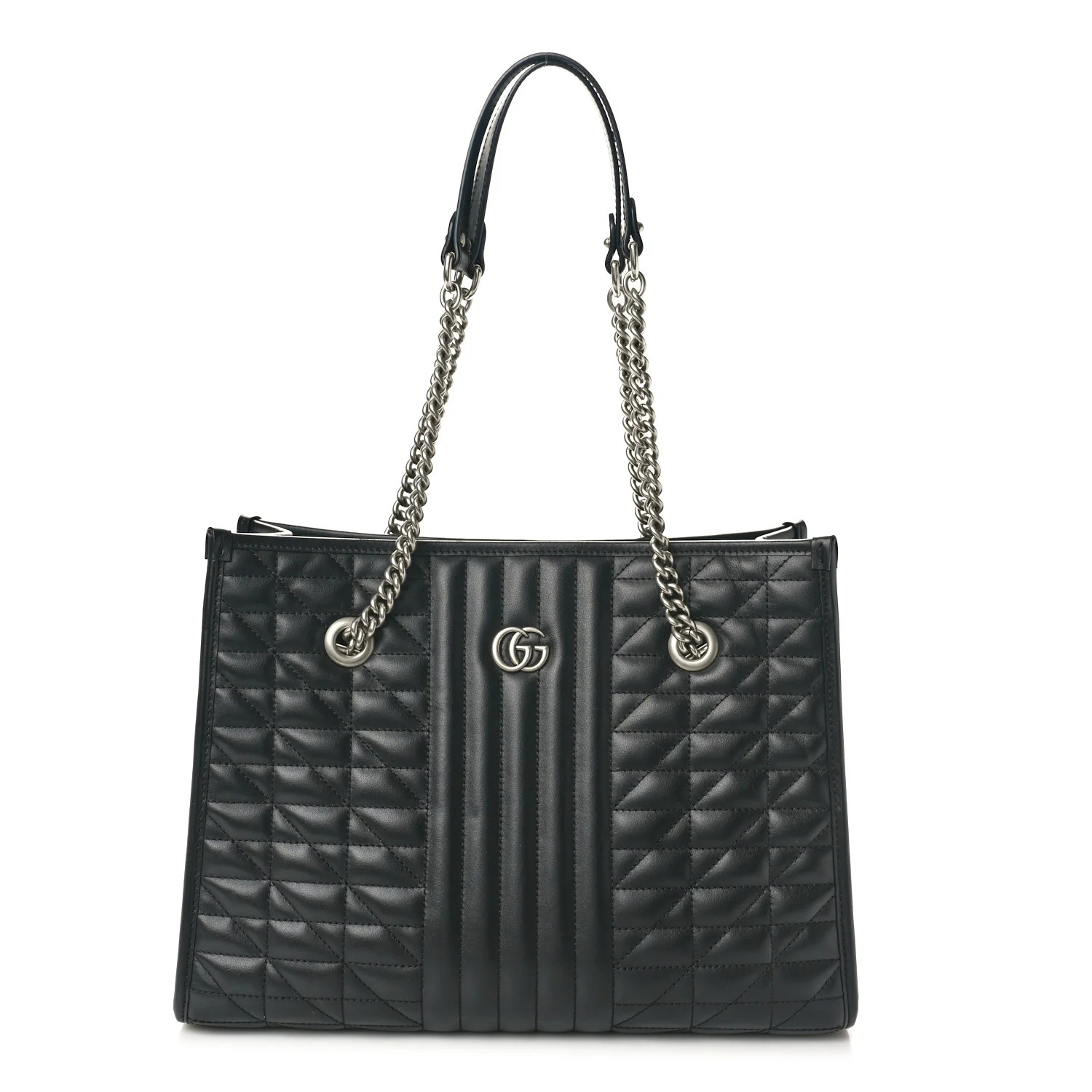 Calfskin Matelasse Aria Medium GG Marmont Shoulder Tote Black | FASHIONPHILE (US)