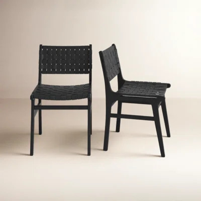 Alston Woven Leather & Solid Wood Dining Chair | Wayfair North America