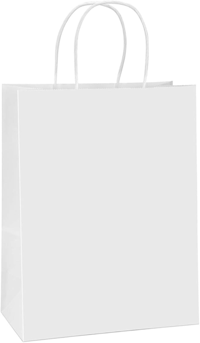 BagDream Paper Bags 10x5x13 50Pcs White Kraft Paper Gift Bags, Shopping Bags, Merchandise Bags, R... | Amazon (US)