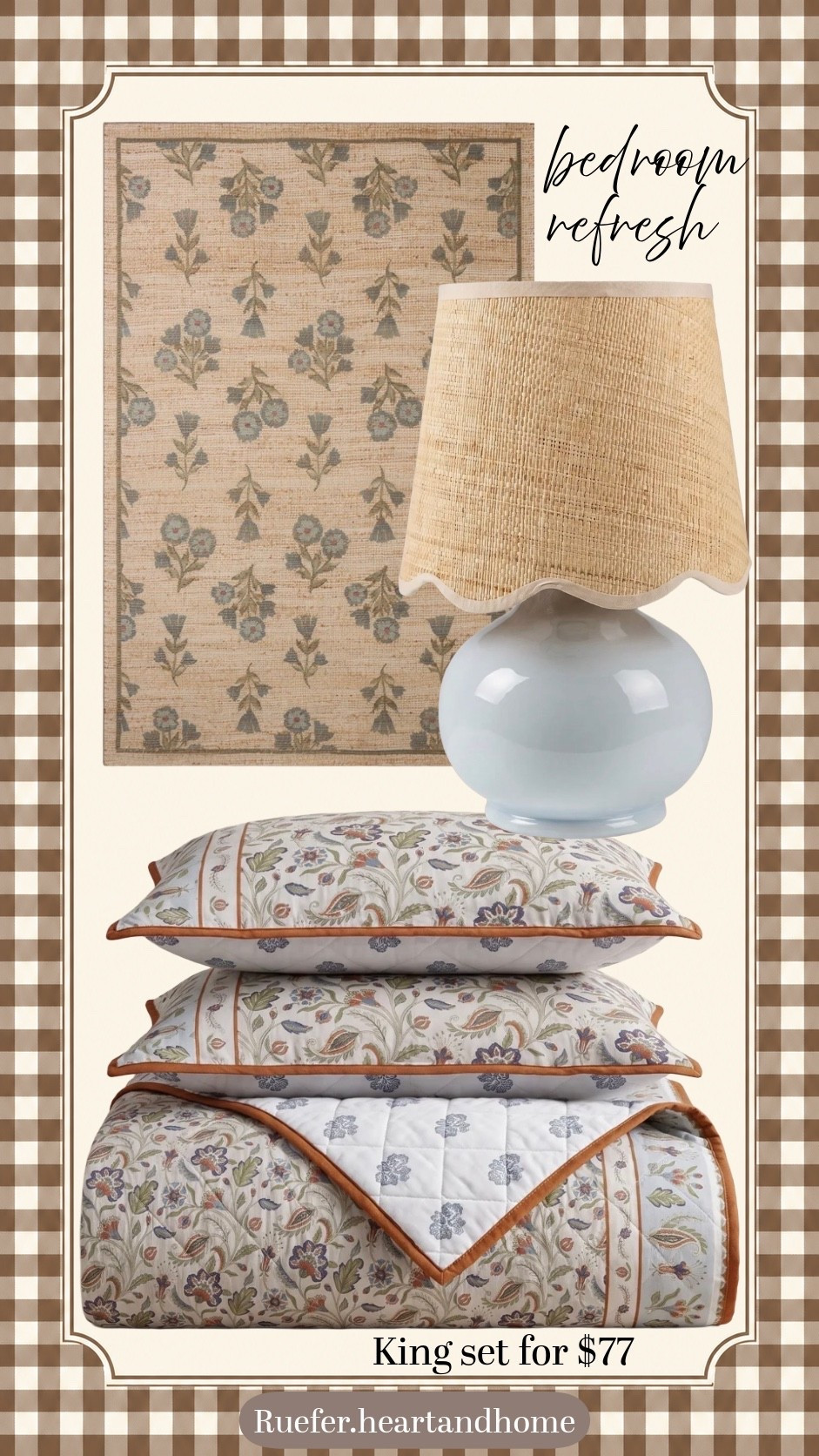 Bedroom refresh… quilt set with shams, floral quilt, reversible quilt, cottage quilt, table lamp with scallop lampshade, Loloi rug, block print floral rug, Labor Day home decor sale

#LTKSeasonal #LTKHome #LTKSaleAlert