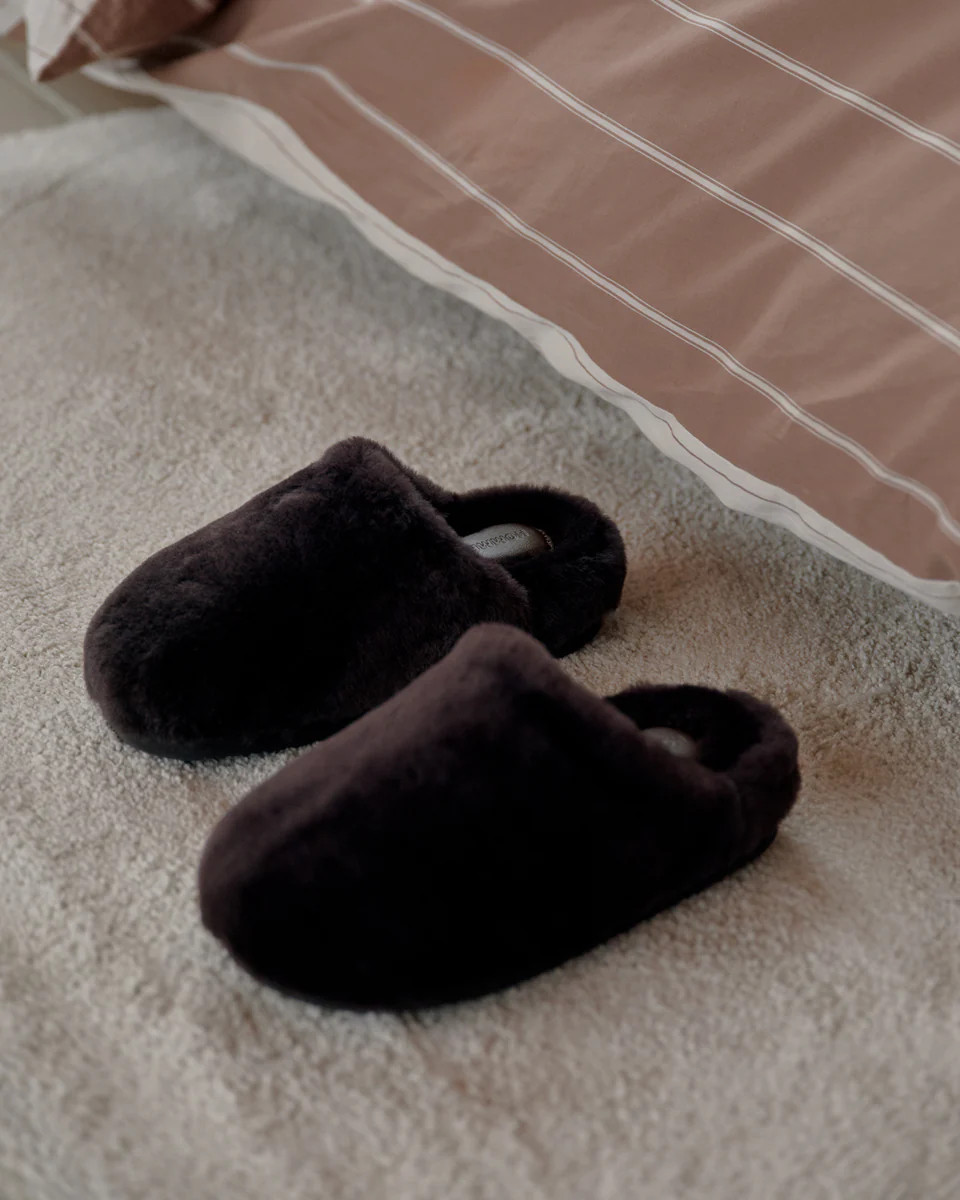Sheepskin Slippers - Chocolate | Hommey AU