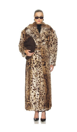 AKNVAS Kassel Faux Fur Lynx Long Coat in Tan. - size 0 | Revolve Clothing (Global)