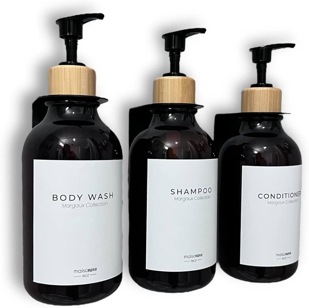 MaisoNovo Shampoo Dispenser for Shower Wall 3 Chamber - Drill Free Shower Soap Dispenser Wall Mou... | Amazon (US)