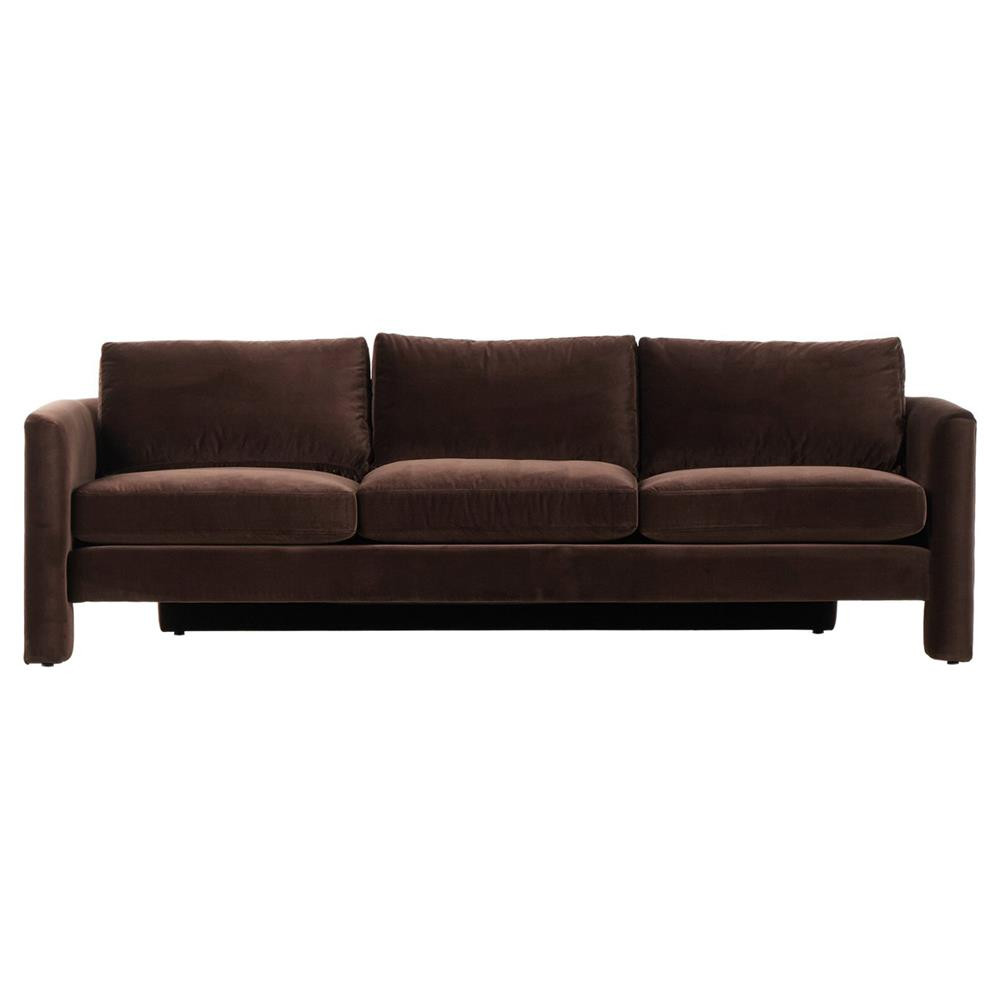 Emiliano Modern Classic Cocoa Velvet  Sofa - 96.50"W | Kathy Kuo Home