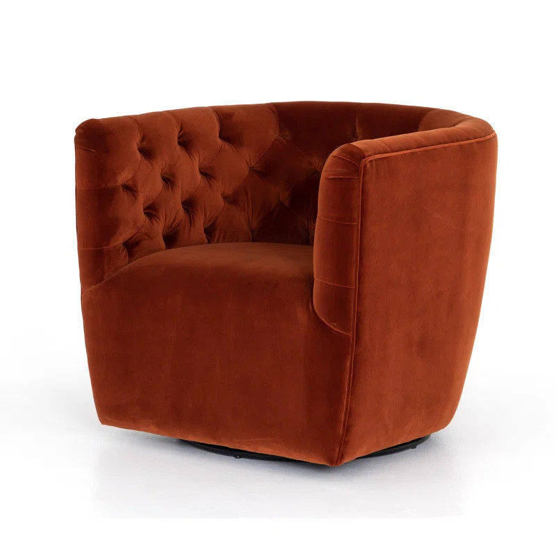 Owasa 83.82Cm Wide Tufted Polyester Swivel Barrel Chair | Wayfair Professional