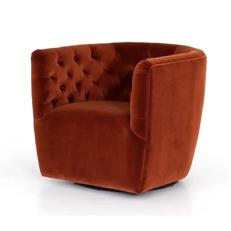 Owasa 83.82Cm Wide Tufted Polyester Swivel Barrel Chair | Wayfair Professional