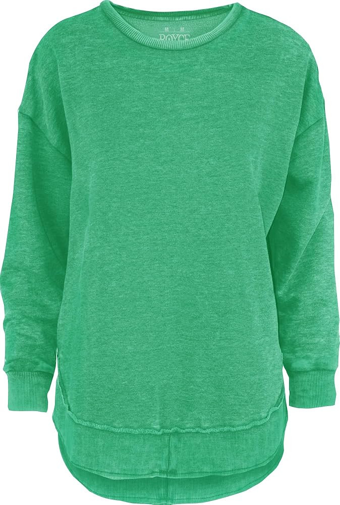 Melange Poncho Fleece: Long Sleeve Crew Neck Hi-Lo Round Bottom, Kelly Green, S | Amazon (US)