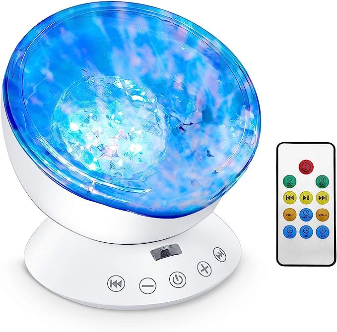 Ocean Wave Projector, 12 LED Night Light Lamp with Adjustable Lightness Remote Control Timer 8 Li... | Amazon (US)