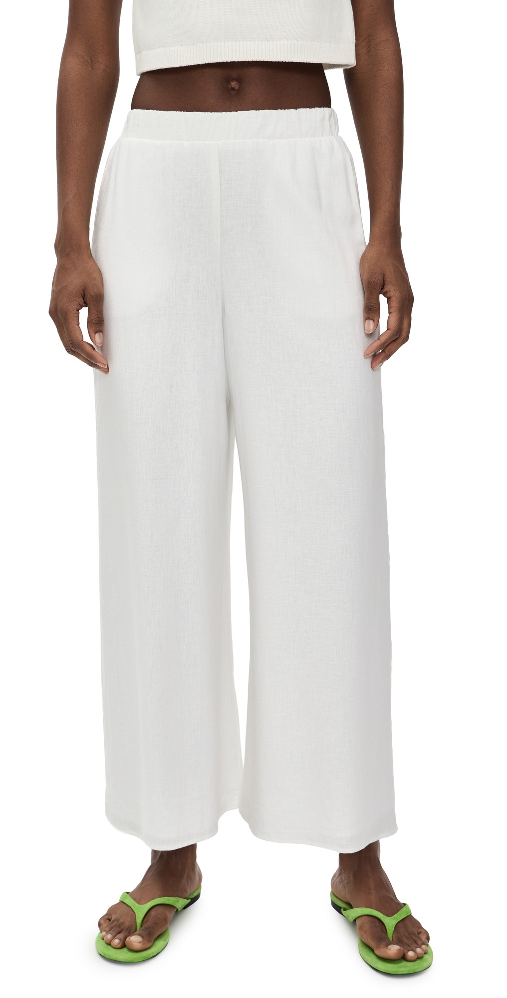 Show Me Your Mumu Kick Back Pants White Linen XL | Shopbop