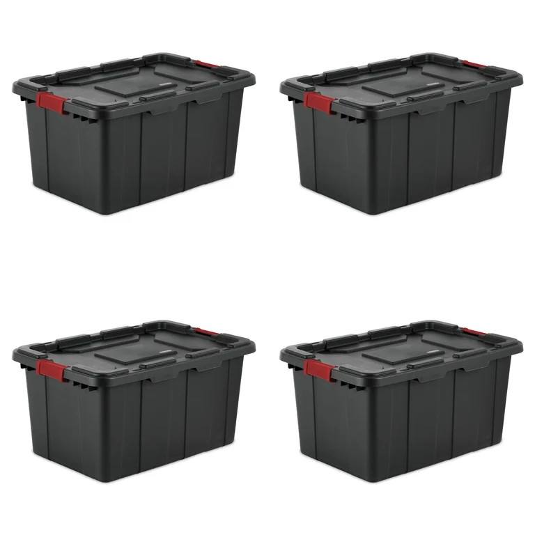 Sterilite 27 Gallon Industrial Tote Plastic, Black, Set of 4 | Walmart (US)