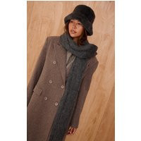 Charcoal Faux Fur Bucket Hat, Black | PrettyLittleThing US