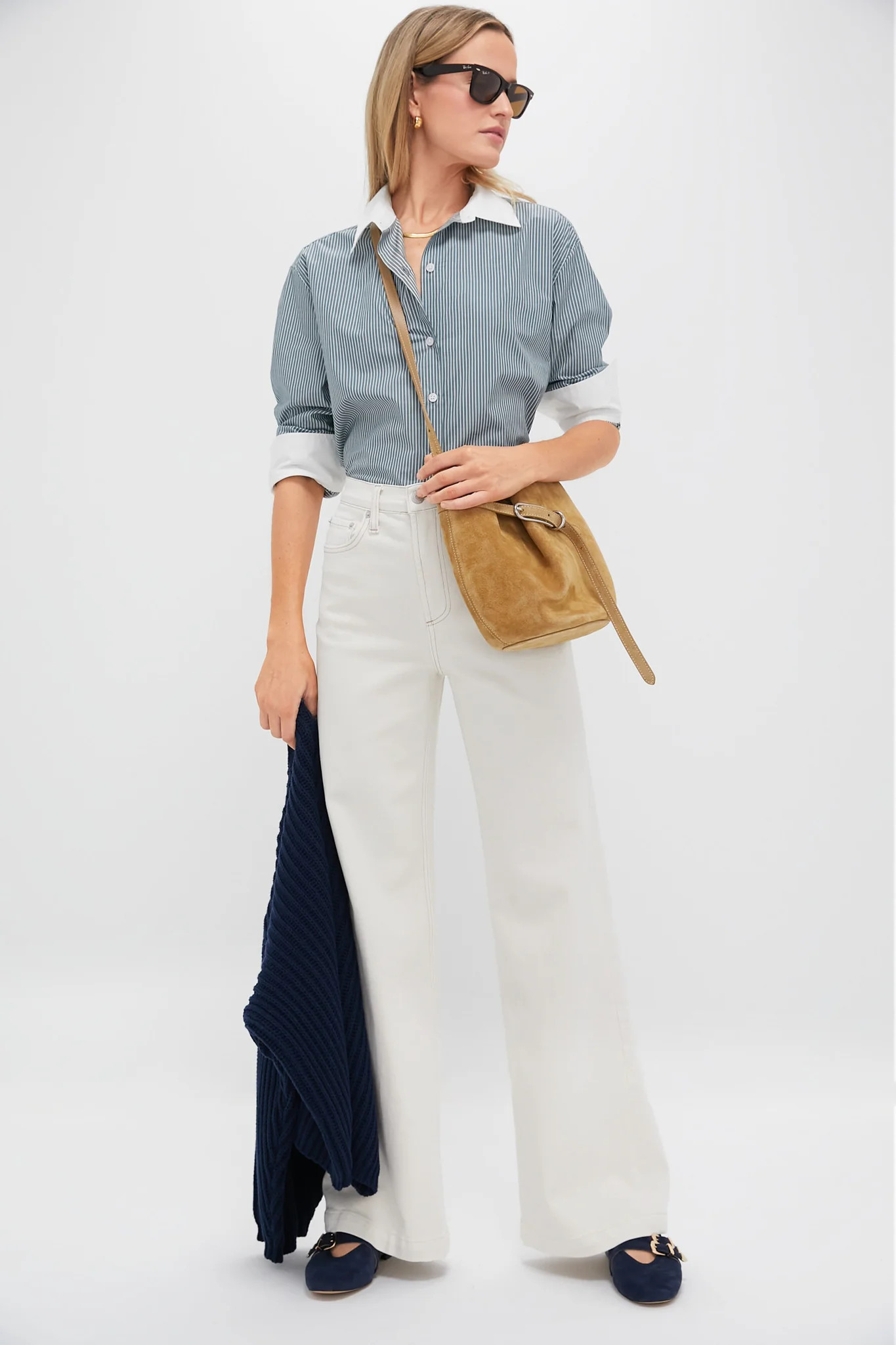 Green Stripe Nadine Boyfriend Button Down | Tuckernuck (US)