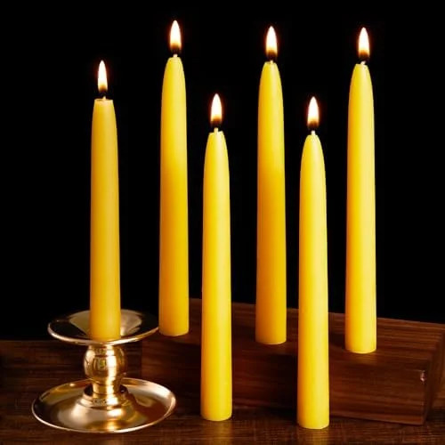 6 Pack Beeswax Taper Candles, 8 Inch Natural Beeswax Candles Unscented and Smokeless, 8 Hours Lon... | Walmart (US)