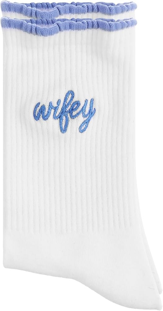 Glitopper Wifey Bride Crew Socks White Cotton Wedding Socks Bride to Be Gifts Bridesmaid Wife Gif... | Amazon (US)
