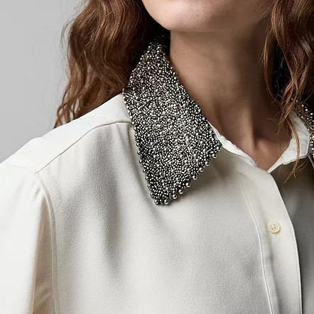 Women's Simply Vera Vera Wang Embellished Collar Tunic Shirt, Size: XS, Brown | Kohl's