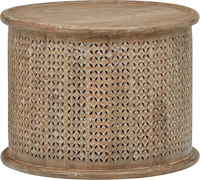 Amazon Brand – Stone & Beam Commodore Casual Round Coffee Table, 23.6"W, Whitewash Mango Wood | Amazon (US)