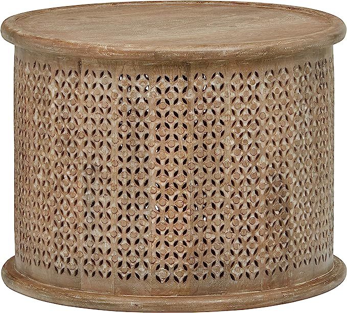 Amazon Brand – Stone & Beam Commodore Casual Round Coffee Table, 23.6"W, Whitewash Mango Wood | Amazon (US)