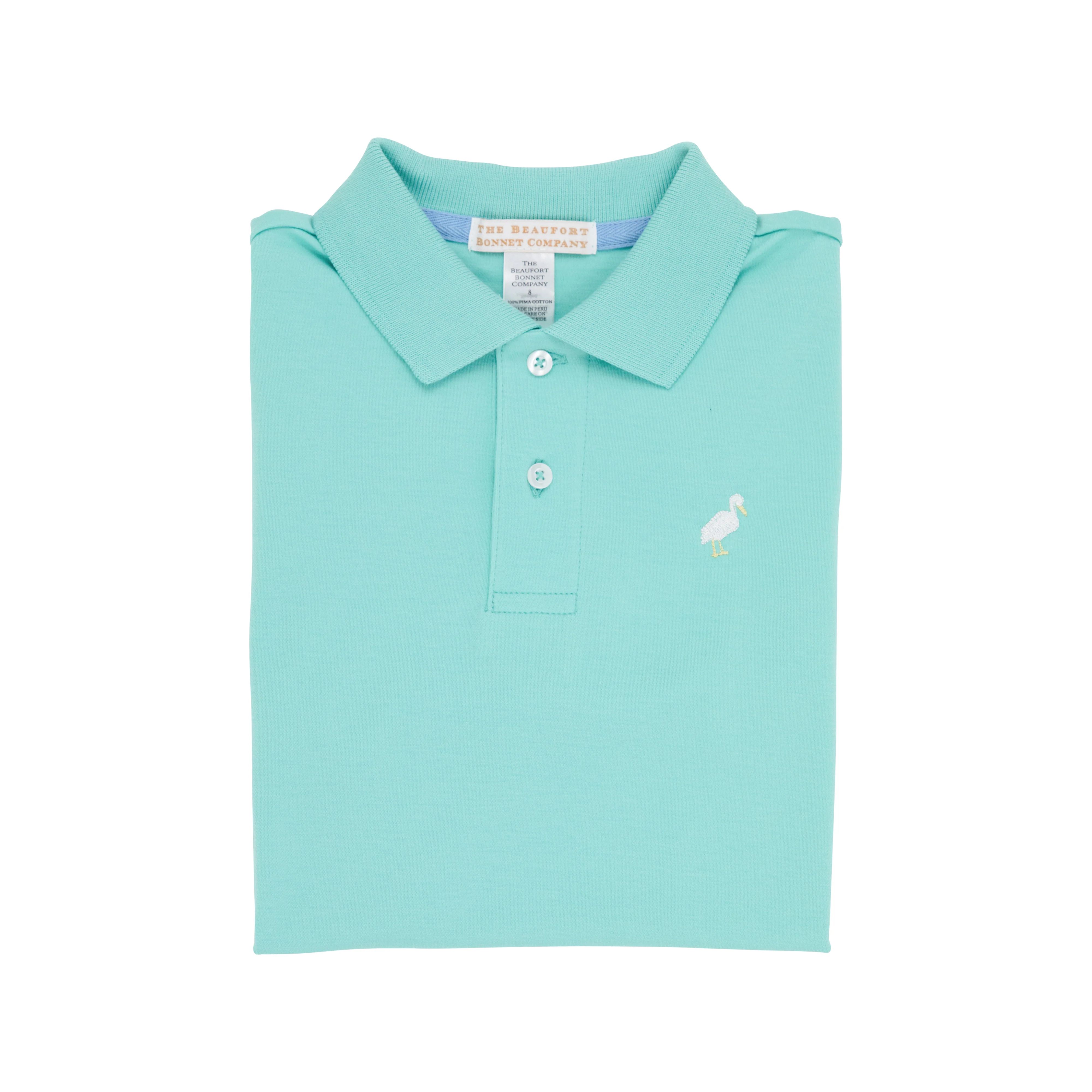 Prim & Proper Polo & Onesie - Turks Teal with Multicolor Stork | The Beaufort Bonnet Company