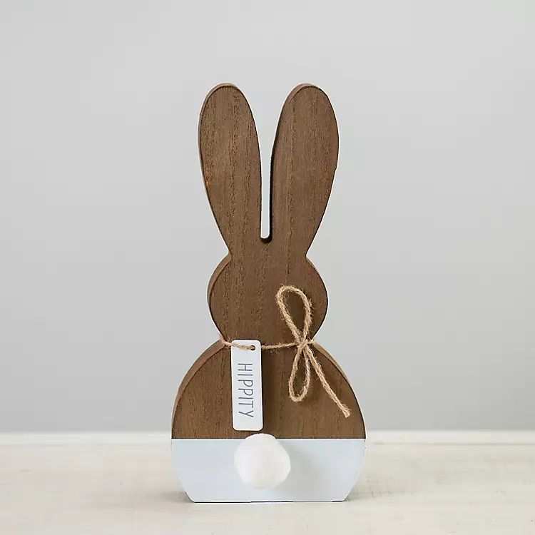 White Wood Block Hippity Easter Bunny Figurine | Kirkland's Home