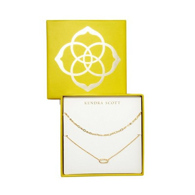 Kendra Scott Emma 14K Gold Over Brass Pendant Necklace Gift Set 2pc - Mother of Pearl: Lobster Claw Clasp, Slide Closure | Target