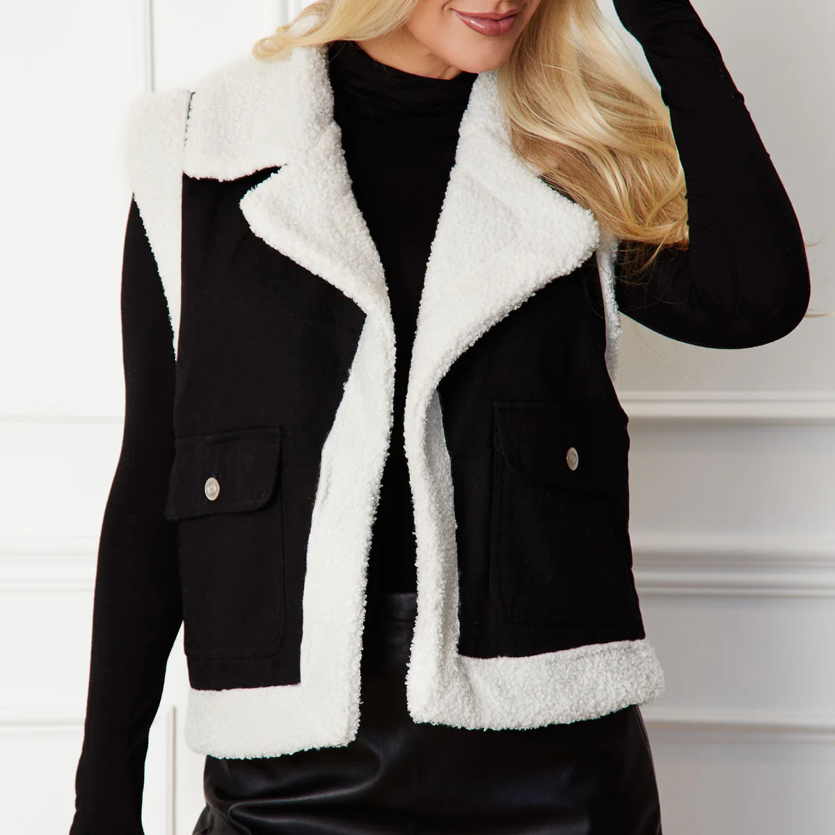 Naya Black Sherpa Lined Vest | Shop Priceless