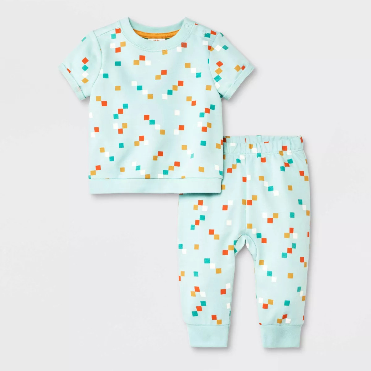 Baby 2pc French Terry Short Sleeve Top & Bottom Set - Cat & Jack™ Orange | Target