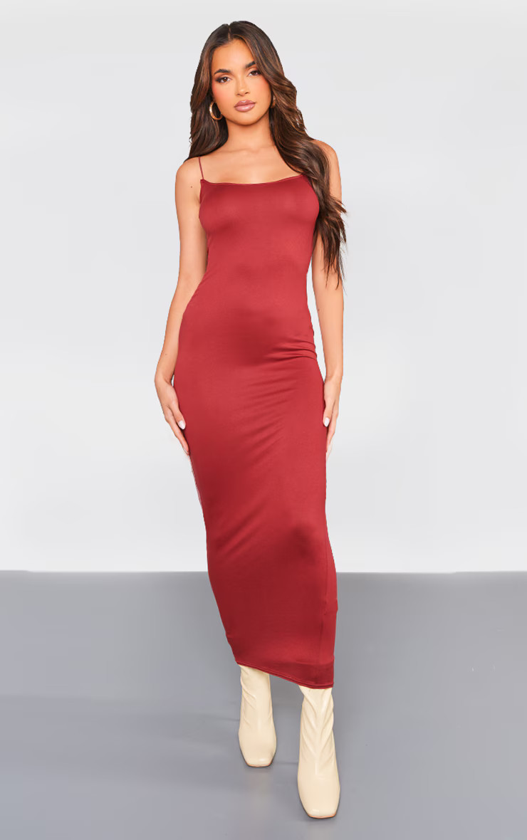 Cherry Red Soft Touch Jersey Slip Midaxi Dress | Pretty Little Thing (Australia & New Zealand)