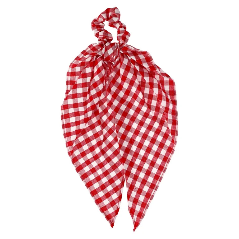 Time and Tru Women's Gingham Hair Tie with Tails, Red | Walmart (US)