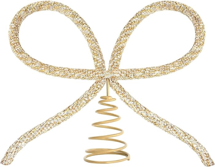 Elegant Rhinestone Bow Christmas Tree Topper for Indoor Outdoor Holiday Use (Gold) | Amazon (CA)