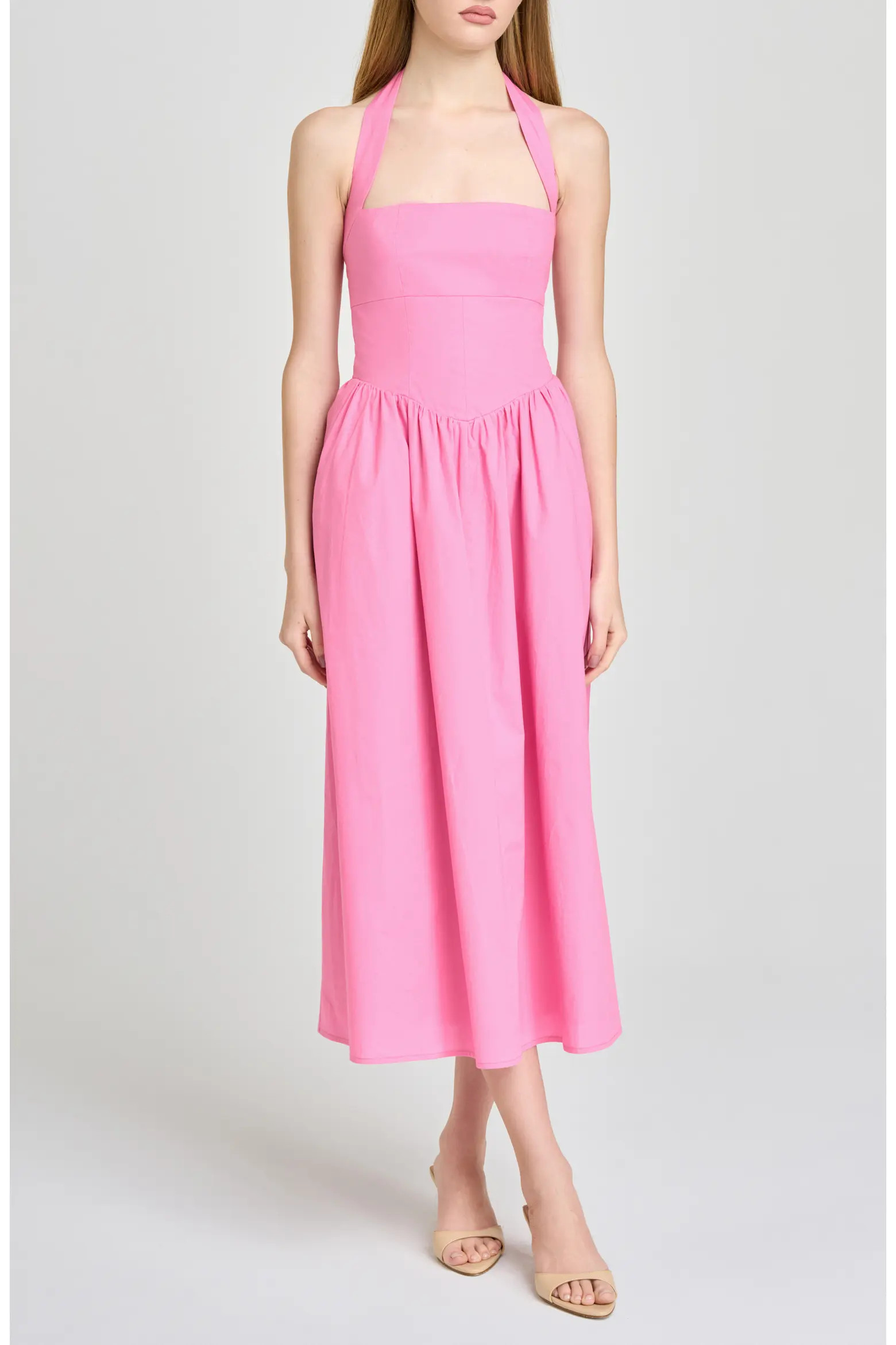 Camellia Halter Neck Stretch Cotton Midi Dress (Women) | Nordstrom | Nordstrom