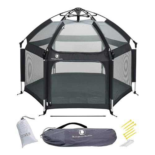 POP 'N GO PLAYPEN - Indoor & Outdoor Baby Playpen for Babies and Toddlers - Baby Beach Tent, Foldable, Portable W/Canopy, Travel Bag, & Mosquito Net - Pop Up Pack and Play Tent (Black) | Amazon (US)