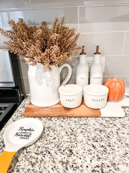 Fall kitchen styling. I added some wheat berry bundles to my white pitcher to bring a touch of fall  

#LTKSeasonal #LTKhome #LTKunder50