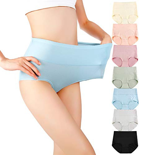 cauniss Cotton Panties High Waisted C Section Recovery Postpartum Soft Full Coverage Underwear for Women(7 Pack) (multicolor, Medium) | Amazon (US)