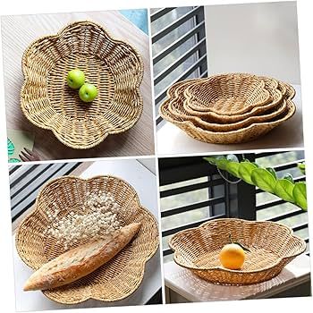 BESPORTBLE Hamper Veggie Tray Food Tray Bread Pan Storage Baskets Fruit Serving Tray Rattan Woven... | Amazon (US)