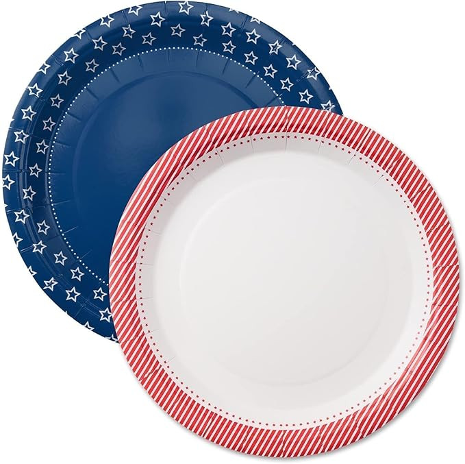 Cheerland Disposable Paper Plates 7-Inch Party Supplies for Fourth of July American Themed Red Wh... | Amazon (US)