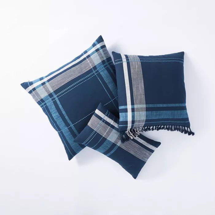 Yarn Dye Plaid Throw Pillow Navy - Threshold™ designed with Studio McGee | Target