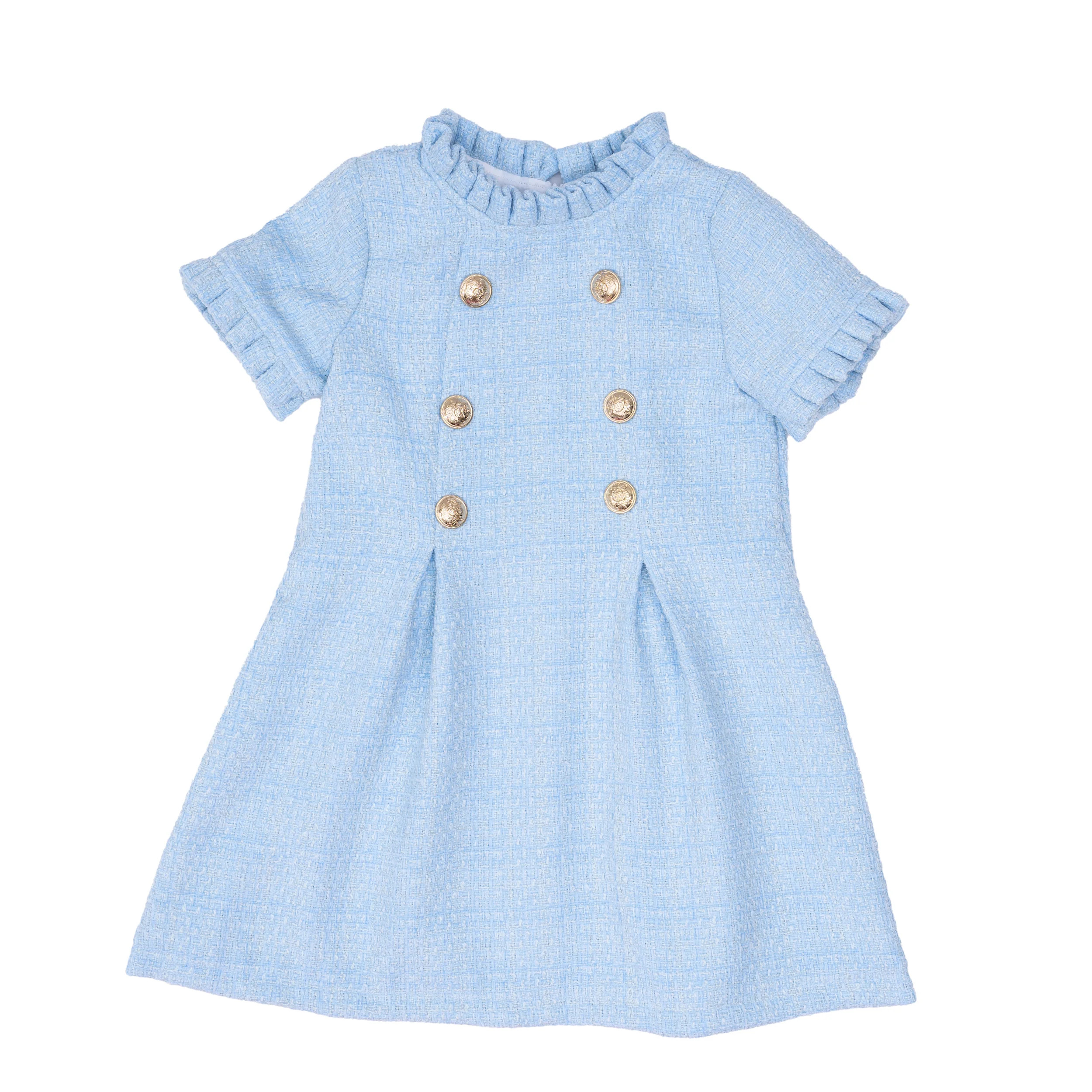 Emerson Ice Blue Tweed Dress | The Oaks Apparel Company