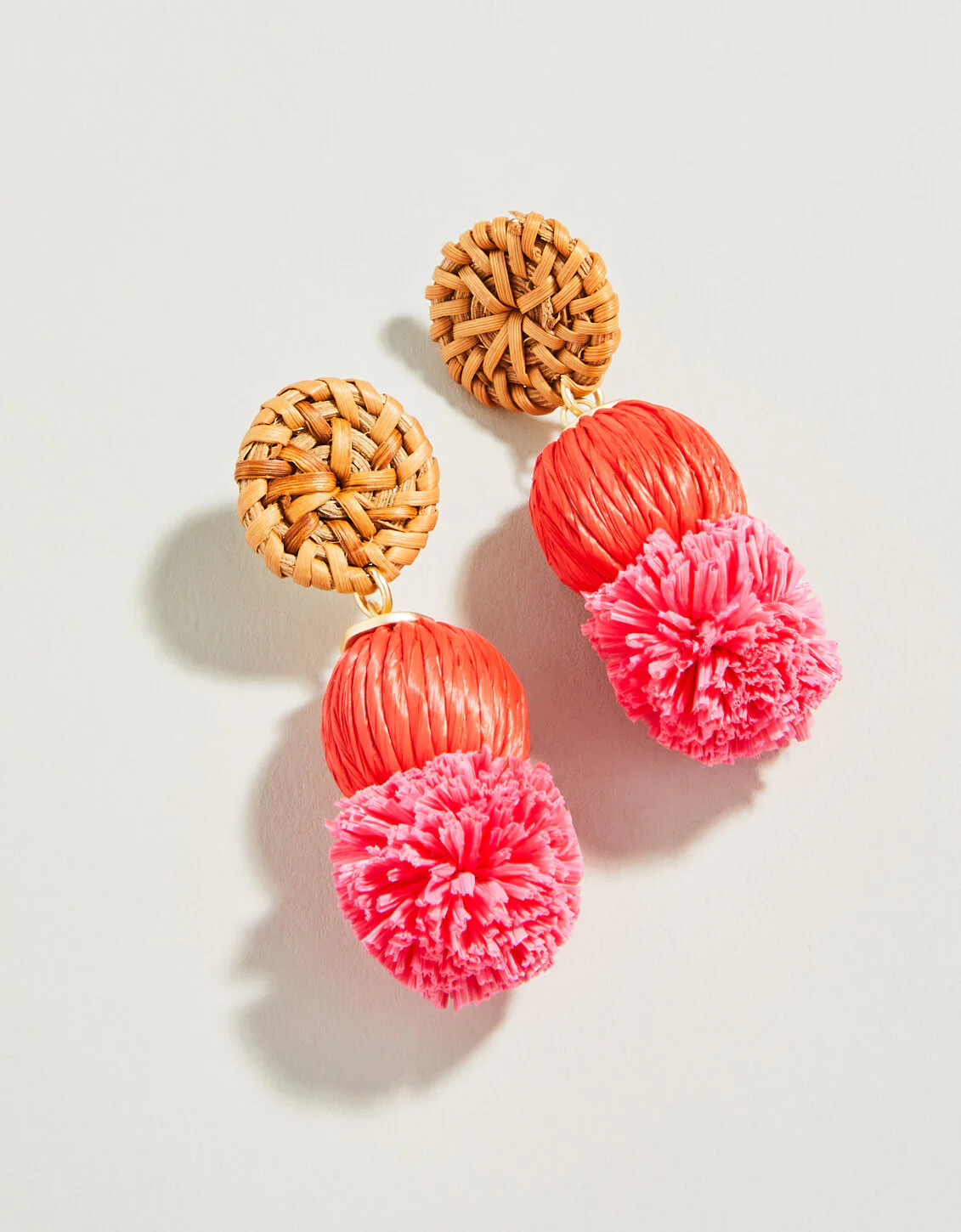 Straw Pom Earrings Red | Spartina 449