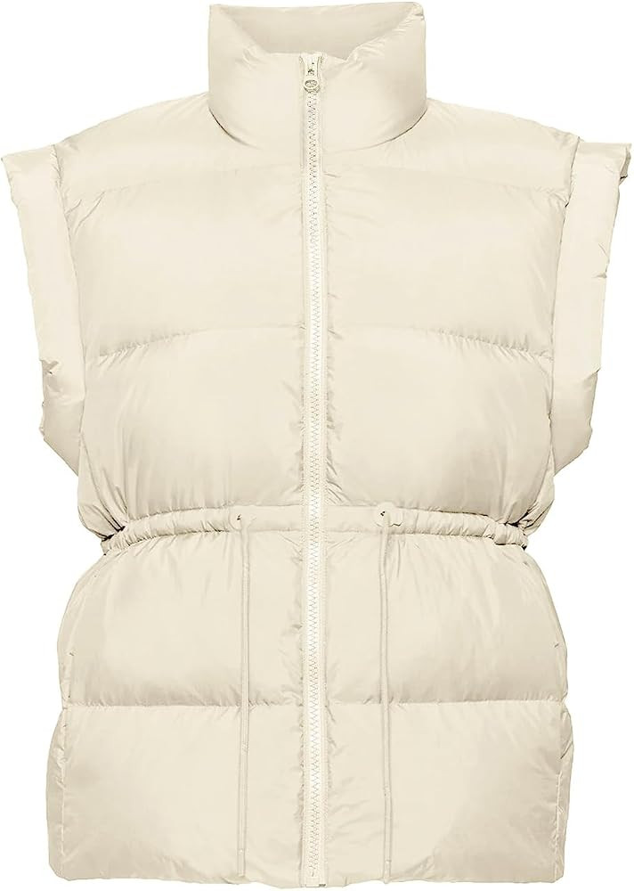 VAOYIU Womens Puffer Vest Adjustable Drawstring Waist Lightweight Quilted Zip Up Vest with Pocket... | Amazon (US)