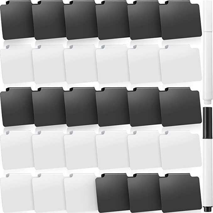 32 Pieces Basket Labels Clip Set, Include 30 Kitchen Clip Label Holder Removable PVC Bin with 2 C... | Amazon (US)