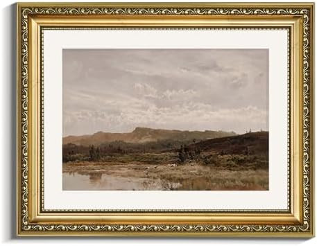 VIYYIEA Gold Framed Landscape Wall Art, Living Room Rustic Scenery Pictures Wall Decor, Canvas Pr... | Amazon (US)