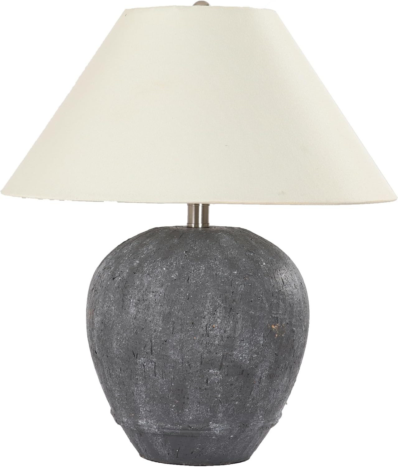 21'' Large Gray Base Ceramic Basin Table Lamp for Bedroom, Living Room, Dining Room, Office, Whit... | Amazon (US)