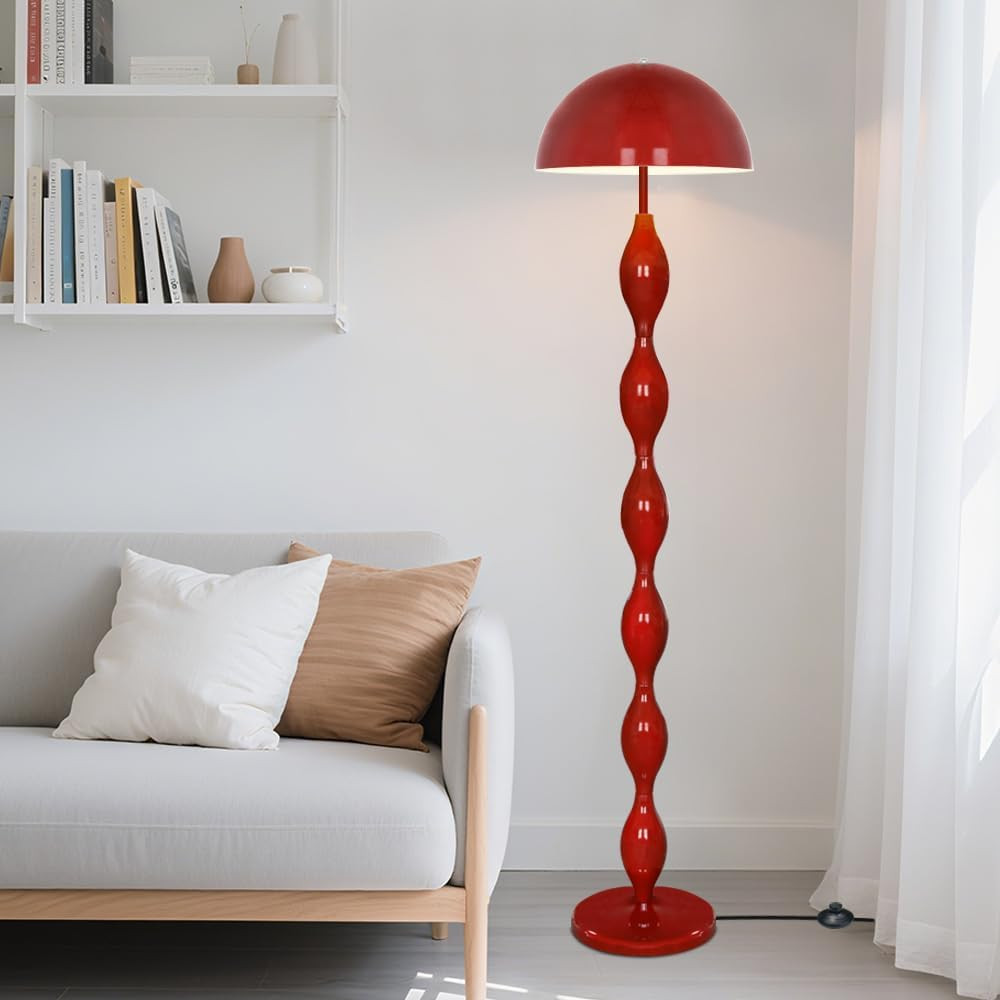 Floor Lamp Creative Mushroom Lamp, Creamy Style Modern Tall Lamp with Foot Switch, Red Standing L... | Amazon (US)