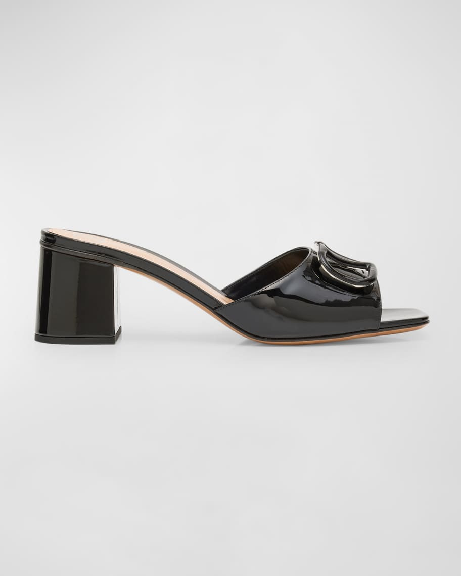 Valentino Garavani VLogo Leather Tonal Mule Sandals | Neiman Marcus