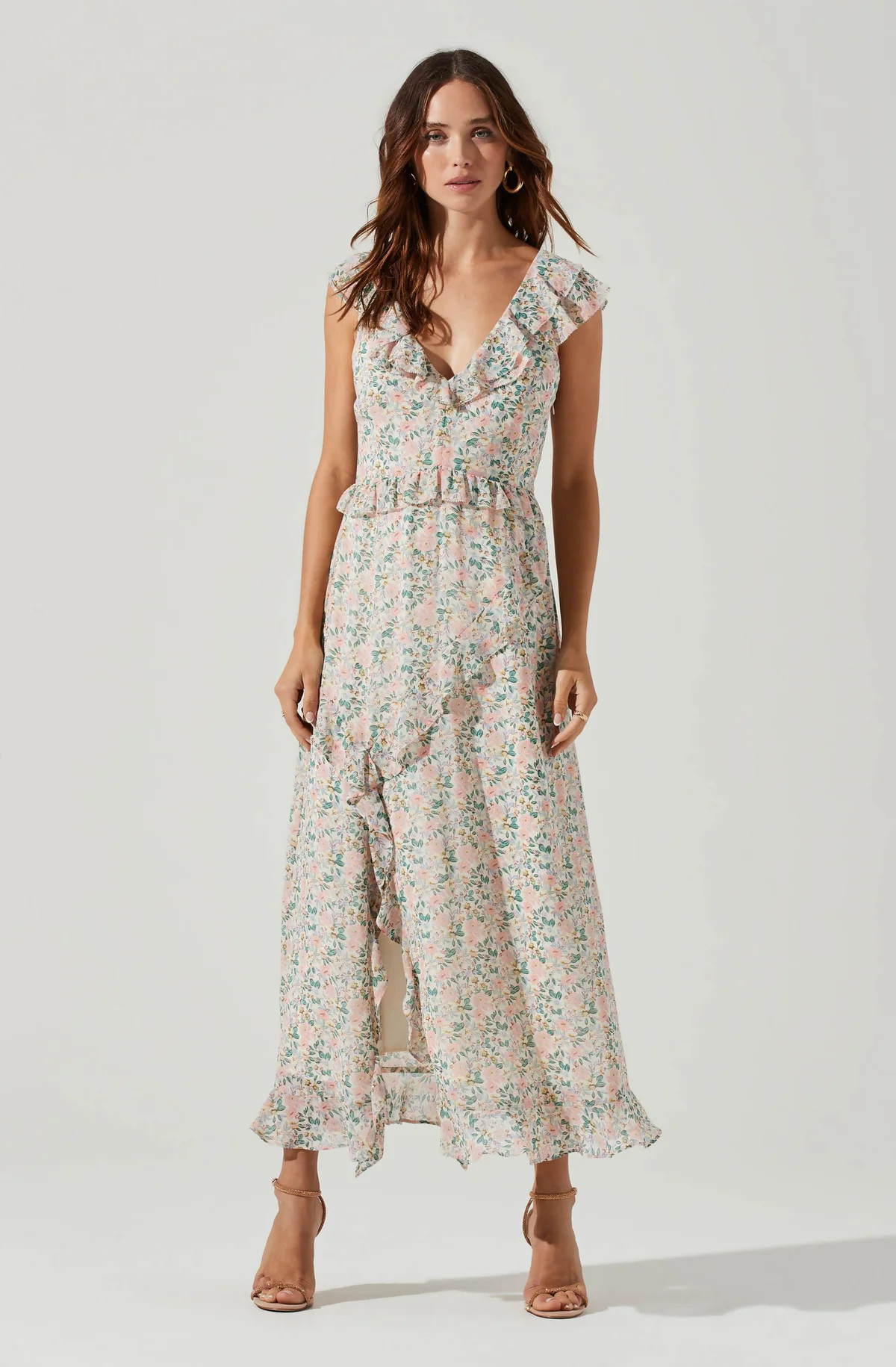 Tempest Floral Ruffle Midi Dress | ASTR The Label (US)