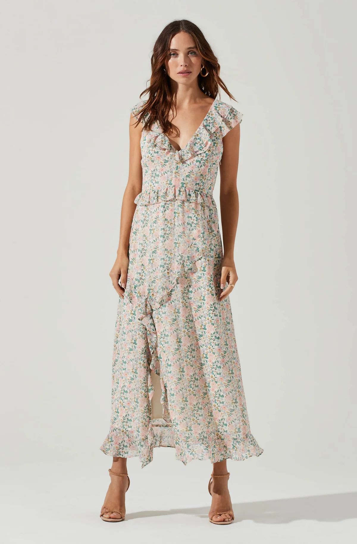 Tempest Floral Ruffle Midi Dress | ASTR The Label (US)