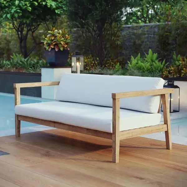 Modway Bayport Teak Outdoor Patio Loveseat | Bed Bath & Beyond